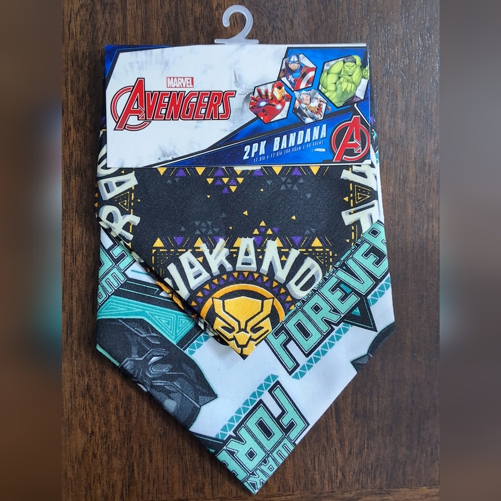 Marvel Avengers Black Panther Wakanda Forever 2 Pack Pet Bandana, NEW